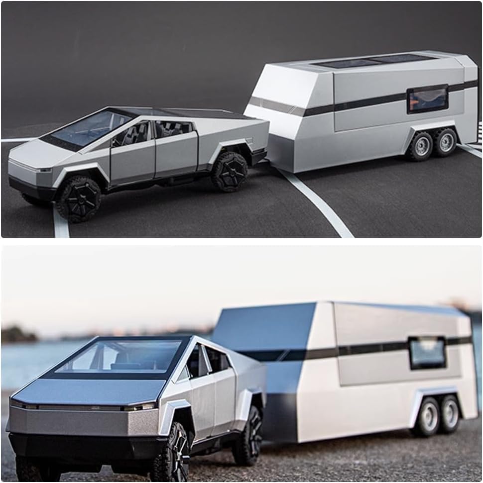 طقم نموذج مقطورة Cyber ​​Pickup RV بمقياس 1/32، شاحنة Mars Pickup Toy للأولاد من سن 4 إلى 7 سنوات، مركبة على الطرق الوعرة مصنوعة من السبائك المعدنية، نموذج سيارة لعبة معدنية مصبوبة، نموذج شاحنة محاكاة 