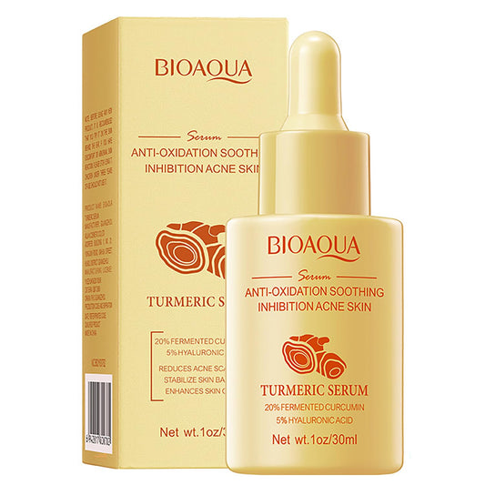 مصل الوجه بالكركم من BIOAQUA مضاد للأكسدة ومهدئ لحب الشباب وزيت التحكم بحمض الهيالورونيك وترطيب بشرة الوجه 30 مل / 1 أونصة سائلة 