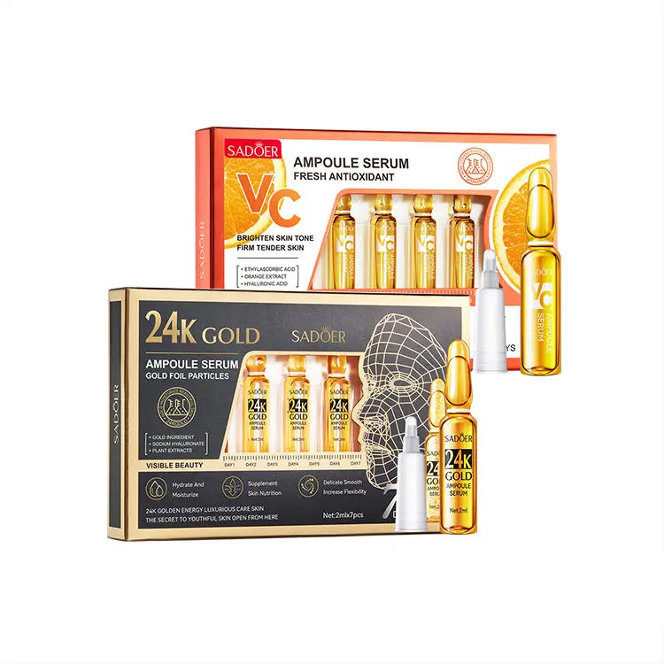 SADOER Beauty فيتامين سي 24K ذهب يرطب البشرة بلطف ويفتحها، أمبولات مصل منعشة للعناية بالوجه من إنتاج OEM ODM بالجملة 