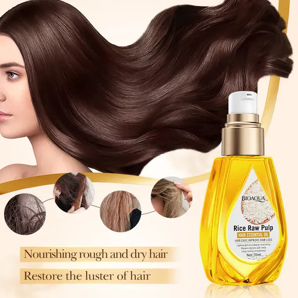 زيت الشعر العطري من لب الأرز الخام من BIOAQUA 70 مل