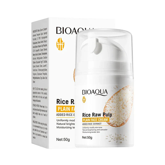 كريم الوجه العادي من لب الأرز الخام من BIOAQUA لتعديل لون البشرة بشكل موحد وتفتيح البشرة بشكل طبيعي وترطيب 50 جرام